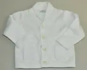 $89 NEW Jacadi Baby Boy Girl Knit White Sweater Cardigan COTTON Button Down 12 M