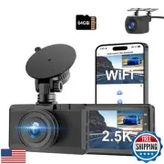 Dash Cam Front and Rear Camera, CHORTAU 3Inch Screen WiFi Dash cam, 2.5K+1080
