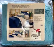 JC Penny Full Duvet Cover Smooth Touch Percale Aqua Blue 50/50 USA NEW UNUSED