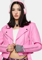 [AZALEA WANG] Pink Moto Jacket