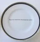 Pottery Barn Boxed Cocktail Quotation Plates set of 4 Black and White New