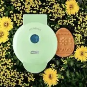 Dash Mini Waffle Maker Easter Egg 4" Nonstick, Hashbrowns, 350 w Light Green