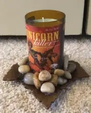 Soy Candle And Holder Pumpkin Spice Hand Made Beer Bottle Man Beer Sign Fall