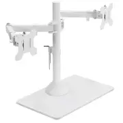 Freestanding Dual Monitor Stand with Sleek Glass Base and Adjustable Arms, Mo...