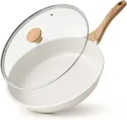 12.5" Nonstick Ceramic Frying Pan Skillet w/ Lid,Omelet Pan,Healthy Non Toxic Pa