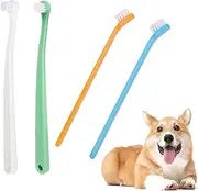 Yharnamite 4 Pcs Small Dog Toothbrushes, Cat Toothbrush, Mini Head Soft Bristle Pet Toothbrush, Pet Dental Care Kit, Pet Oral Cleaning Products for Puppy, Kitten, Cats&Small Breed Dogs (B)