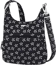 [Travelon] Anti-Theft Classic Essential Messenger Bag, A B/W Small Flower Print, One Size, Crossbody