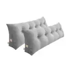 NNEAGS 2X 100cm Silver Triangular Wedge Bed Pillow Headboard Backrest Bedside Ta