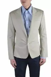 Dolce & Gabbana Men's Beige One Button Blazer Size US 38 IT 48