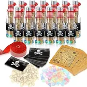 Weysat 24 Sets Fun Pirate Message Plastic Bottle Supplies Plastic Bottles Corks Clear PET Potion Small Bottles for Party Invitations for Weddings Birthday Treasure Party