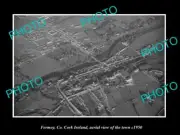 OLD LARGE HISTORIC PHOTO FERMOY Co CORK IRELAND AERIAL VIEW OF TOWN c1950