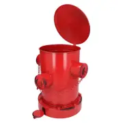 Fire Hydrant Trash Can Retro Indoor Outdoor Iron Waste Bins With Bucket Red