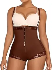 [SHAPELLX] Brown Shapewear Tummy Control Panties Fajas Body Shaper for Women High Waist Open Bust Bodysuit
