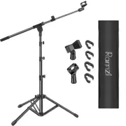 Tripod Mic Stand with Boom Arm Double Support Base Bag and 2 Clips Included