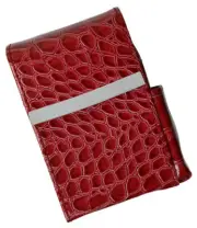 Red Croc Leather Cigarette Hard Case Flip Top Lighter Holder Smoke Carrying