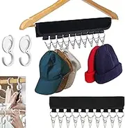 Hat Hanger Organizer Cap Holder, Hat Rack Hat Storage Clips, Multi-Functional Coat Rack-Closet Storage Clips for Ball Caps Basketball Baseball Sports Caps Winter Beanie and Accessories, Socks