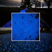 300pcs Glow in The Dark Pebbles for Walkways Décor, Outside Bulk Glow in The Dark Rocks for Outdoor Fairy Garden, Glowing Stones for Driveway, Fish Tank Aquarium Glow Decorations Gravel, White/Blue