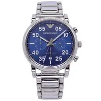在飛比找樂天市場購物網優惠-ARMANI低調的沉穩計時優質個性腕錶-銀+藍-AR1113