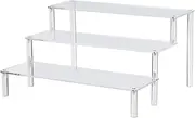 ROROUP Clear Acrylic Display Stand, 3 Tier Perfume Makeup Dessert Display Stand, 3 Tier Cupcake Display Risers Steps, Acrylic Riser, Display Shelf for Organizer and Decoration (30x21x15cm)