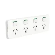 Clipsal Iconic Series Cover Frame - 4 Switches & 4 Sockets - 10 A - Horizontal - Vivid White - 3015/4C-VW