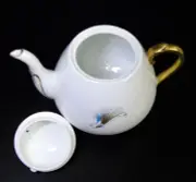 Windsor England c1950 Caribbean TEAPOT Mid Century Gold Blue Peacock Feathers