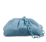Badgley Mischka NWT Handbag ~ Wrapped Frame Clutch~ Chain Strap~ Blue Purse