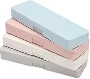 Pencil Box Plastic Pencil Box- 4 Pack Pencil Box Hard Pencil Case Crayon Box with Snap Tight Lid Plastic Pencil Boxes Stackable Design Office Supplies Storage Organizer Box for Kids and Adults