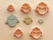 Easter Lamb Clay Cutter Set of 5 | Clay Tools | Egg Bunny Cross Chick Sheep