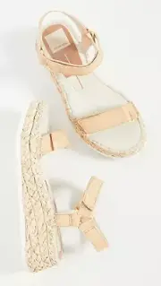 Dolce Vita Myra Sandals Platform Raffia Straw Foam Beige Summer 8 NIB $120
