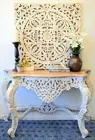 White Hand Carved Timber French Provincial Shabby Chic Hall Table Console