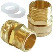 2PCS Brass Garden Hose Swivel Connector 3/4"GHT Female to 3/4"GHT Male Threaded