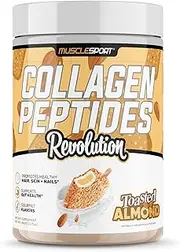 Musclesport Collagen Peptides - Hydrolyzed Grass Fed Collagen Powder Supplement - Promotes Healthy Hair, Skin, Nails, Joints - 30 Serving (Toasted Almond)