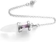 Clear Quartz Amethyst Crystal Pendulum Dowsing Divination Natural Semi Stone