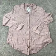 NWT Torrid Blouse Women's Plus 2X Dusty Rose Long Sleeve Crepe Button Style