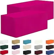 CXPSINC 2 Pack Fitted Table Clothes-96 x 30 Inch Rectangle Tablecloths for 8 Foot Tables, Washable Polyester 8FT Table Cover for Parties, Holiday Dinner, Wedding, Trade Show (Fuchsia, 8FT | 2 Pack)