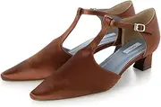 [EVOL] (イーボル) Evor Women's T-Strap Pumps 1.6 inches (4 cm) Soft Pumps, Braun, 23.5 cm