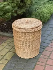 NEW!! handmade wicker organizer basket with lid laundry hamper storage basket