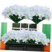 Artificial Fake Flowers for Outdoor Spring Decoration, 12 Bundles UV White