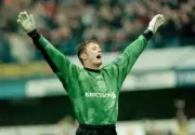 Tony Roberts of Queens Park Rangers celebrates a teammates goal du- Old Photo