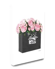 Stupell High End Black Shopping Bag Filled with Pink Peonies