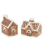 Martha Stewart Ceramic Gingerbread House Salt & Pepper Shaker Set