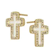Sterling Silver Cross Stud Earrings for Women Cubic Zirconia Cross Stud Earrings