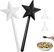 2 Pack Magic Salt and Pepper Shakers with 2 Funnels Pentagram Shape Salt Dispenser Star Stick Refillable Spice Dispenser Magic Wands Kitchen Accessories