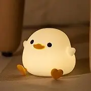Cute Duck Night Light for Kids Animal Silicone Nursery Rechargeable Table Lamp Bedside Lamp with Touch Sensor for Girls and Boys Bedrooms,LED Night Light Kawaii Room Desk Decors (White)