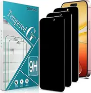 Slanku 3 Pack Privacy Screen Protector For iPhone 16 Tempered Glass, Anti-Spy, 9H Hardness, Case Friendly, NO Bubbles, Anti Scratch