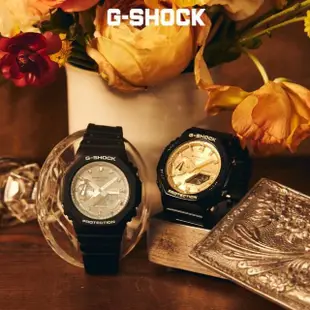 【CASIO 卡西歐】G-SHOCK 農家橡樹 造型纖薄 黑金雙顯腕錶 45.4mm(GA-2100GB-1A)