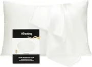 ATreebag Pillowcase 100% Mulberry Silk for Hair and Skin, Double Sided 19 Momme Pure Silk Pillow Case with Hidden Zipper and Gift Box (Ivory White, 1 PC, Toddler 13"x18")
