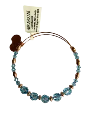 Alex and Ani BROOK CRYSTAL BANGLE BRACELET Swarovski Blue Rose Gold MSRP $58 NEW