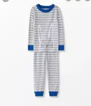 Hanna Andersson Bunny Long John Pajamas Set Heather Grey Size 3 Organic Cotton