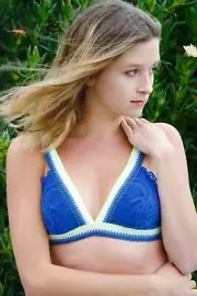 NWT Free People Mika Bralette Blue Jean Baby Women's SZ Medium Retails $38